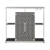 Coaster Zinnia 2-tier Bar Unit Glossy Black and White Model 130076